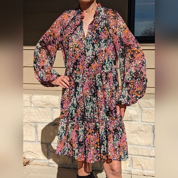 VINCE Camuto Boho beauty tiered ruffle dress XS - Picture 1 of 4